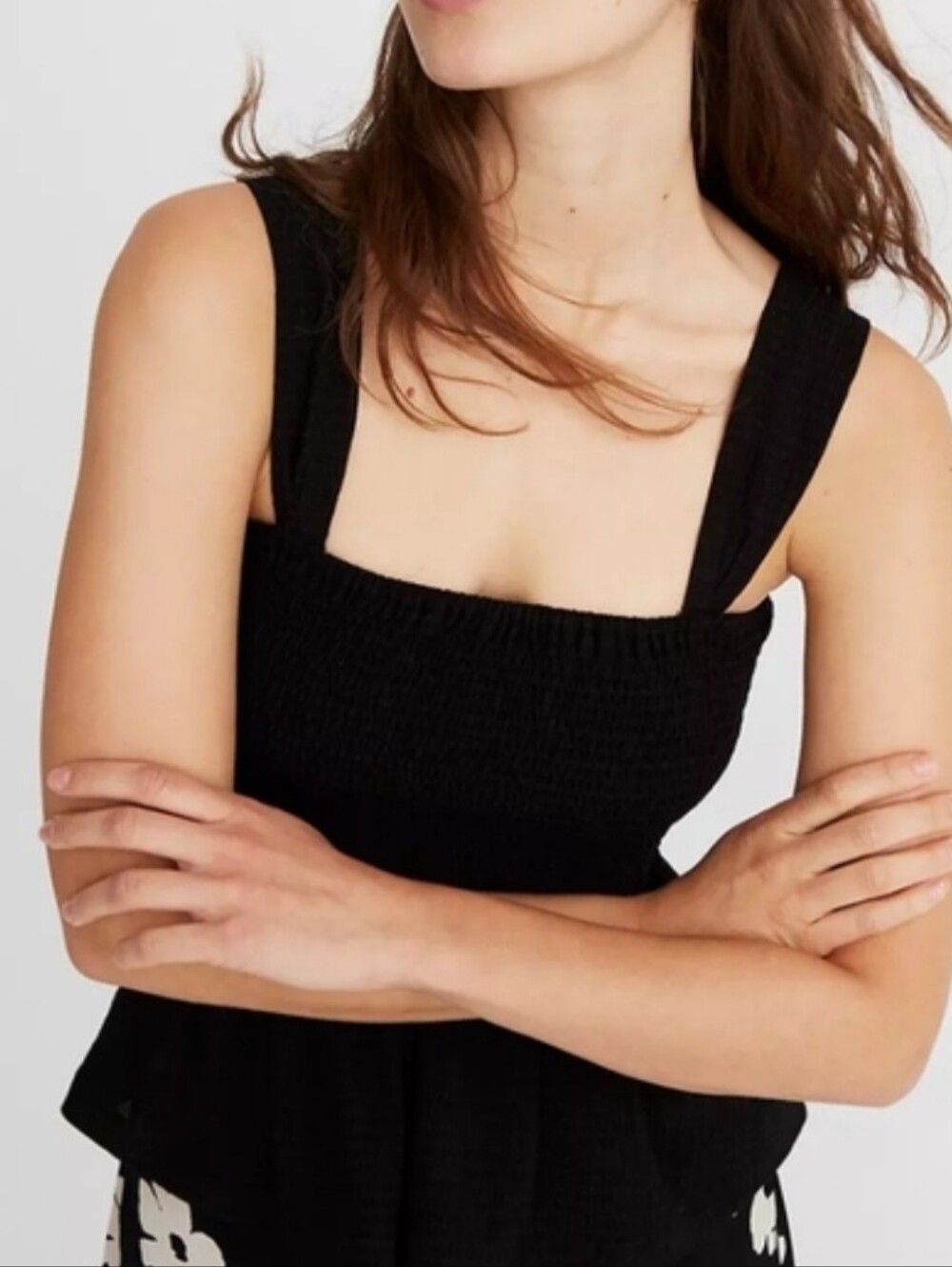 Madwell Texture & Thread NEW Medium Black Peplum Smockwd Tank Top - Picture 2 of 6